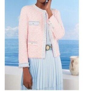 Weill Tweed Blazer Jacket in Pink & Blue Size 36 = US 4